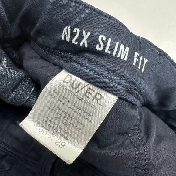 DUER Mens N2X Slim Fit Navy Blue Joggers Size 33x29 Stretch Drawstring Waist - Picture 7 of 7